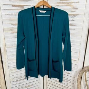 EXCLUSIVELY MISOOK Women's Medium Open Front Knit Cardigan Jacket Teal